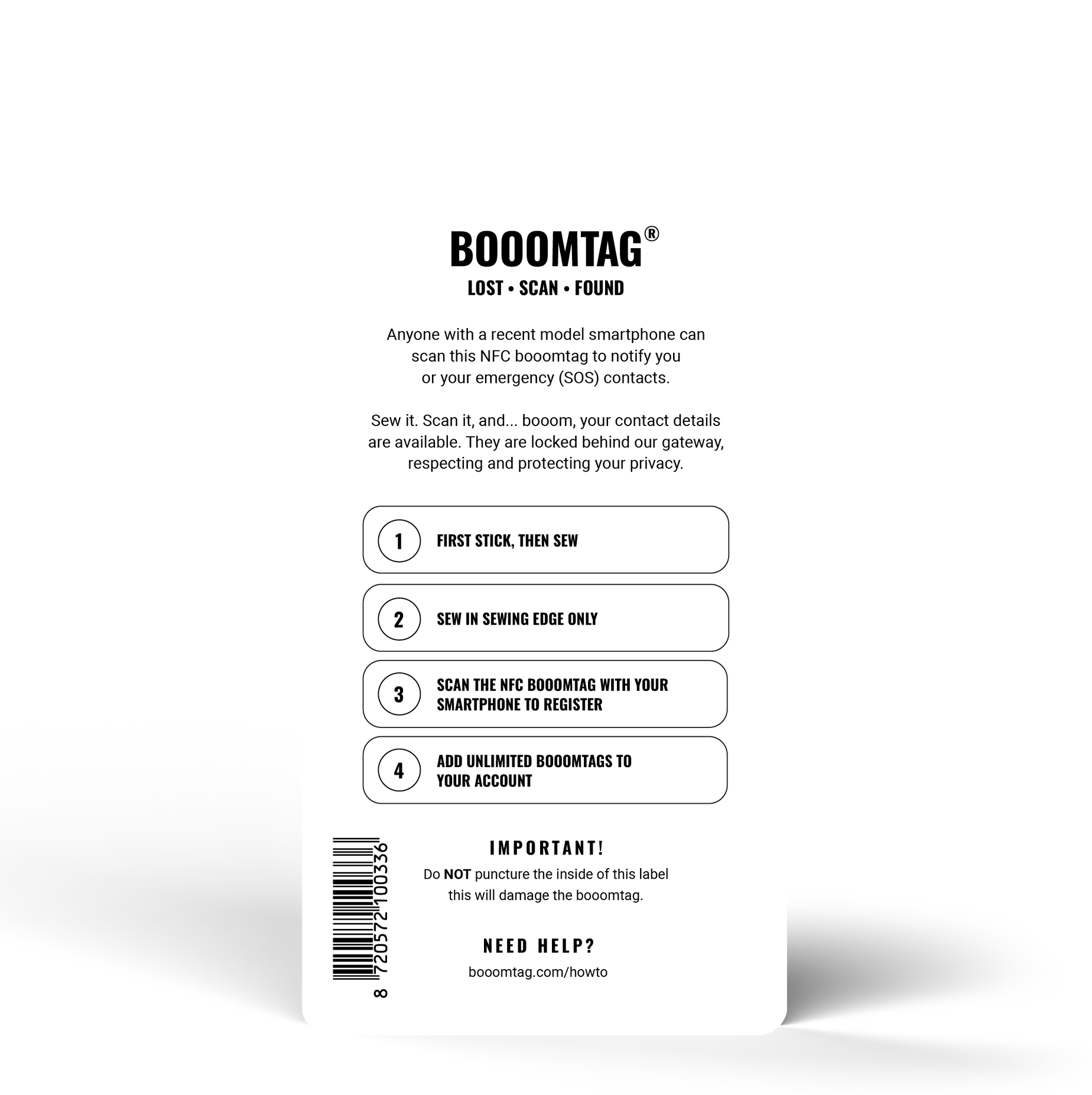 Booomtag® NFC Stoffenlabel Zwart